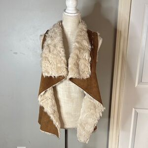 Tinsel Brown and Cream Faux Fur Vest
